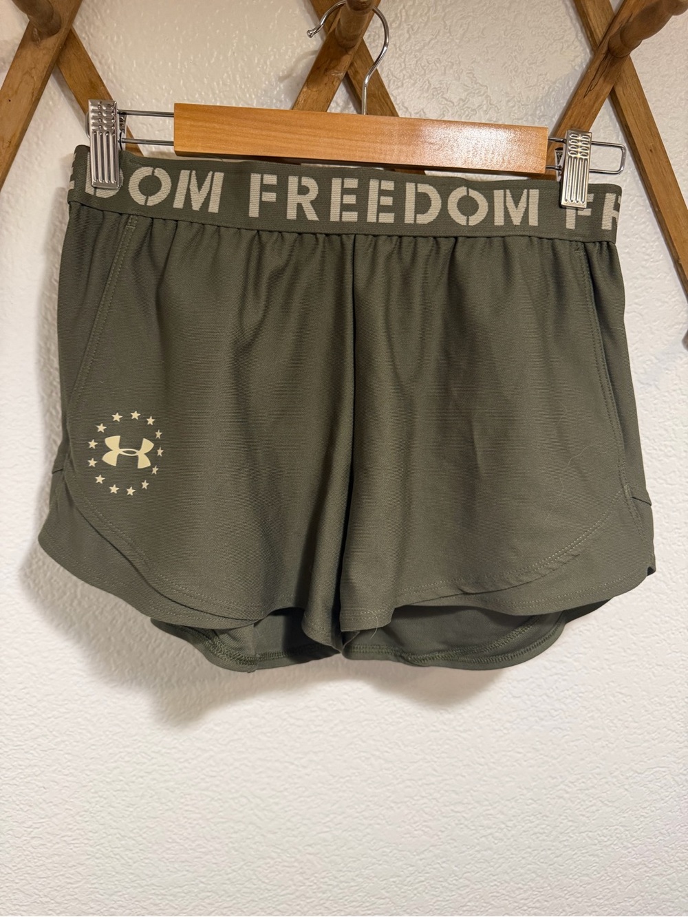 Under Armour Olive Green FREEDOM Athletic Shorts